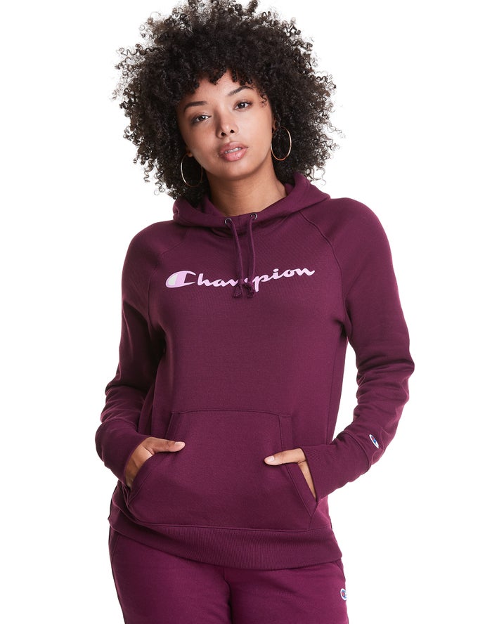 Hanorac Cu Gluga Champion Powerblend Fleece Script Logo Dama Violet Inchis - Romania QOWJPTL-98